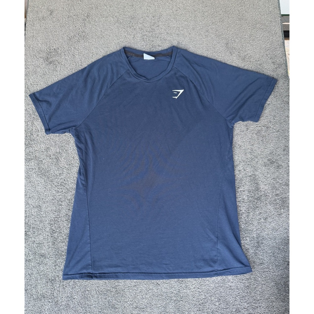 Gymshark Mens XL Navy Blue Short Sleeve Training T-Shirt A1A3H Logo Activewear